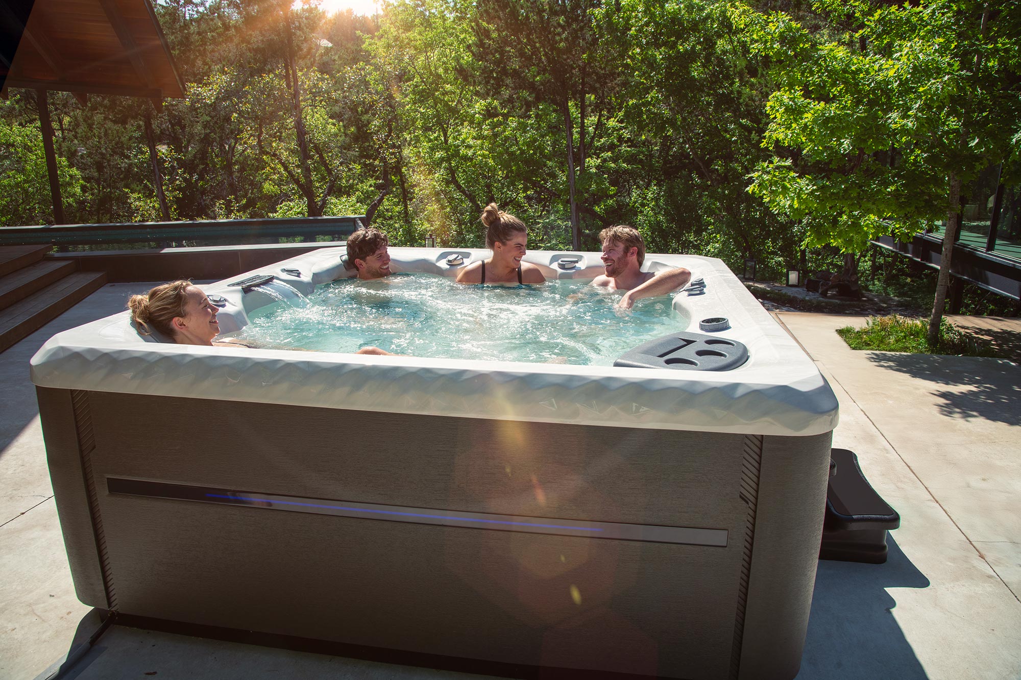 Friends enjoying a Master Spas hot tub